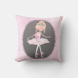 Roze & Grijs Couture Ballerina Meisjes Slaapkamer Kussen