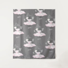 Roze & Grijs Couture Ballerina Meisjes Slaapkamer Wandkleed