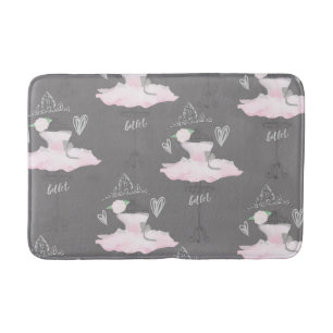 Roze & Grijs Couture Ballerina Meisjes Whimsical C Badmat