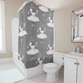 Roze & Grijs Couture Ballerina Meisjes Whimsical C Douchegordijn