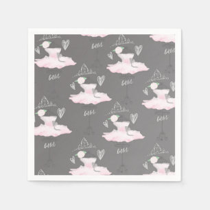 Roze & Grijs Couture Ballerina Verjaardagsfeestje Servet
