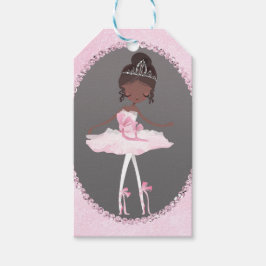 Roze & Grijs Couture Donkere Ballerina Verjaardags Cadeaulabel