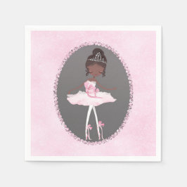 Roze & Grijs Couture Donkere Ballerina Verjaardags Servet