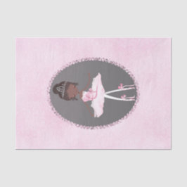 Roze & Grijs Couture Donkere Ballerina Verjaardags Tissuepapier