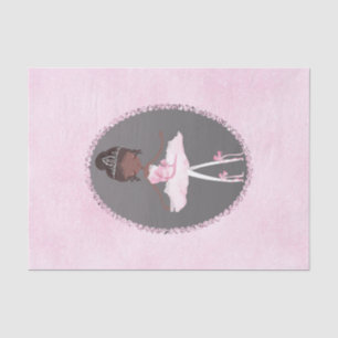 Roze & Grijs Couture Donkere Ballerina Verjaardags Tissuepapier