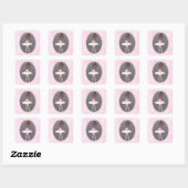 Roze Grijs Couture Etnische Ballerina Verjaardagsf Vierkante Sticker (Vel)
