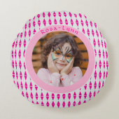 Roze Grijs Custom Photo Rond Kussen (Voorkant)