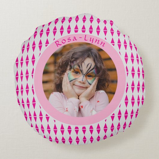 Roze Grijs Custom Photo Rond Kussen (Achterkant)