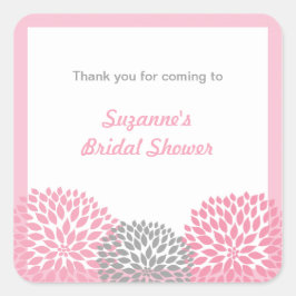 Roze Grijs Dahlia Bridal of Baby shower gunsttag Vierkante Sticker