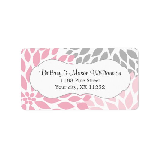 Roze Grijs Dahlia Bruiloft Bruids Baby shower op m Etiket (Voorkant)