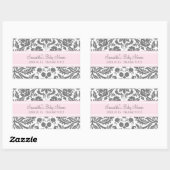Roze Grijs Damask Baby shower Favor Stickers (Vel)