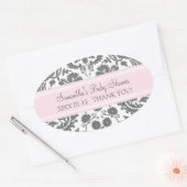 Roze Grijs Damask Baby shower Favor Stickers (Envelop)