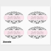 Roze Grijs Damask Baby shower Favor Stickers (Vel)