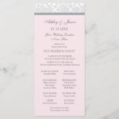 Roze Grijs Damask Wedding Program Programmakaart (Achterkant)