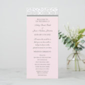 Roze Grijs Damask Wedding Program Programmakaart (Staand voorkant)
