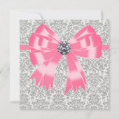 Roze Grijs Damast Feest Uitnodiging Sjabloon (Voorkant)