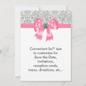 Roze Grijs Damast Feest Uitnodiging Template (Achterkant)