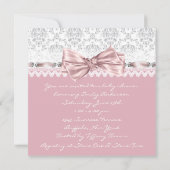 Roze Grijs Damast Roze Grijs Baby Meisje Douche Kaart (Achterkant)