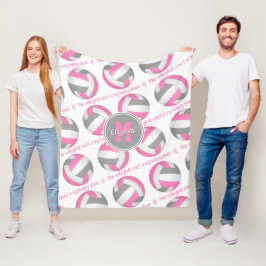 Roze grijs De volleybalrechtbank is mijn gelukkige Fleece Deken
