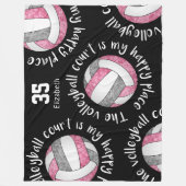 Roze grijs De volleybalveld is mijn gelukkige plek Fleece Deken (Voorkant)