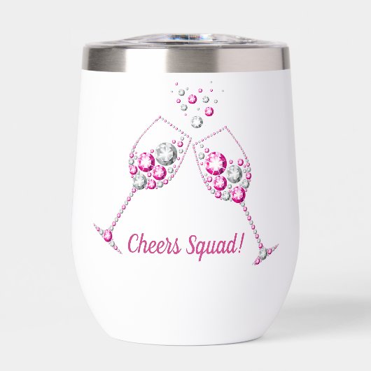 Roze & Grijs Diamant Wijnglas Bachelorette Party (Voorkant)