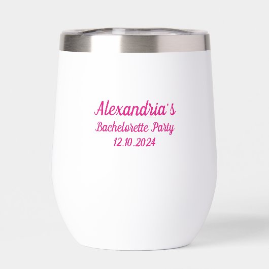 Roze & Grijs Diamant Wijnglas Bachelorette Party (Achterkant)