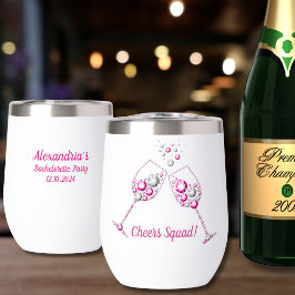Roze & Grijs Diamant Wijnglas Bachelorette Party