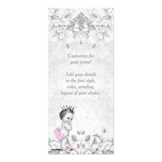  Roze Grijs Doopsel Menu Programma (Achterkant)