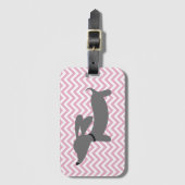 Roze & Grijs Doxie Wiener Dog Bagage Bag Label Bagagelabel (Voorkant (verticaal))