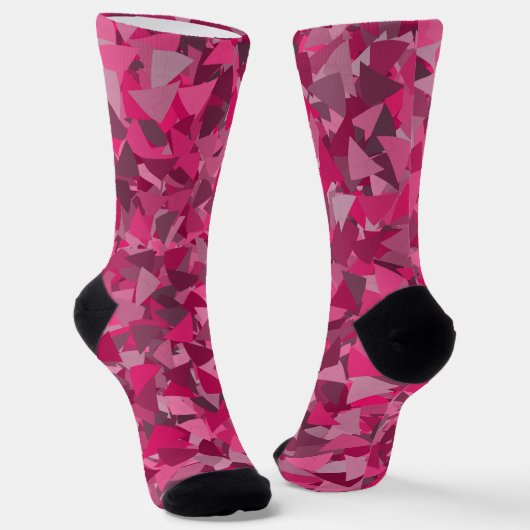 Roze Grijs Driehoek Patroon Sokken (Gebogen)