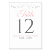 Roze & Grijs Eenvoudig Elegant Trouwtafel Nummer Kaart (Achterkant)