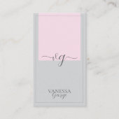 Roze Grijs Elegant Schattige Modern Monogram Custo Visitekaartje (Voorkant)