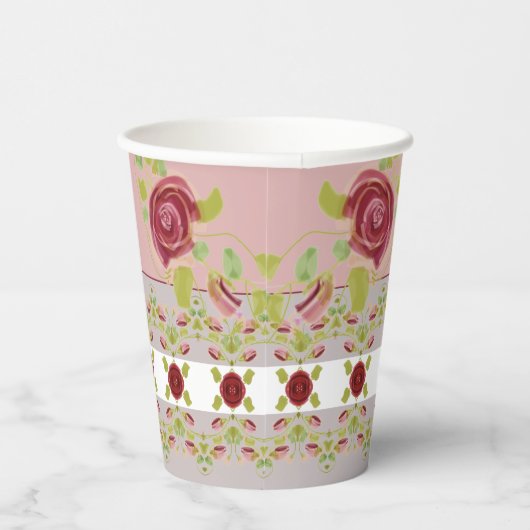 Roze grijs en bloemig papieren bekers (Rechts)