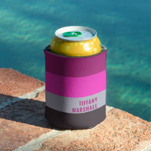 Roze grijs en donker gedempt Paarse streepjespatro Blikjeskoeler