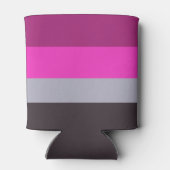 Roze grijs en donker gedempt Paarse streepjespatro Blikjeskoeler (Achterkant)