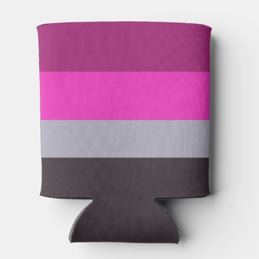 Roze grijs en donker gedempt Paarse streepjespatro Blikjeskoeler (Achterkant)