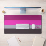 Roze grijs en donker gedempt Paarse streepjespatro Bureaumat<br><div class="desc">Verbeter uw werkruimte met de Pink, Grey en Dark Muted Paarse Stripes Pattern Desk Mat. Met een stijlvol gestreept ontwerp voegt deze mat een moderne en geavanceerde touch toe en biedt hij een glad oppervlak voor uw toetsenbord en muis. Ideaal voor thuiskantoren, gamesetups of creatieve werkruimtes, het is een geweldige...</div>