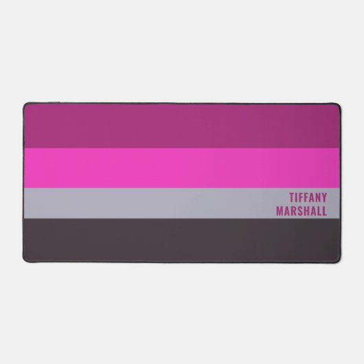 Roze grijs en donker gedempt Paarse streepjespatro Bureaumat (Voorkant)