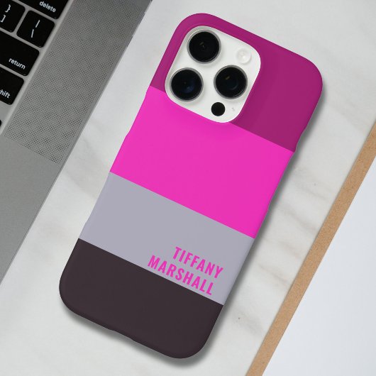 Roze grijs en donker gedempt Paarse streepjespatro Case-Mate iPhone Case