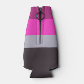 Roze grijs en donker gedempt Paarse streepjespatro Flesjeskoeler (Achterkant)