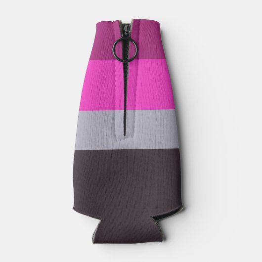 Roze grijs en donker gedempt Paarse streepjespatro Flesjeskoeler (Achterkant)