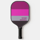 Roze grijs en donker gedempt Paarse streepjespatro Pickleball Paddle (Voorkant)