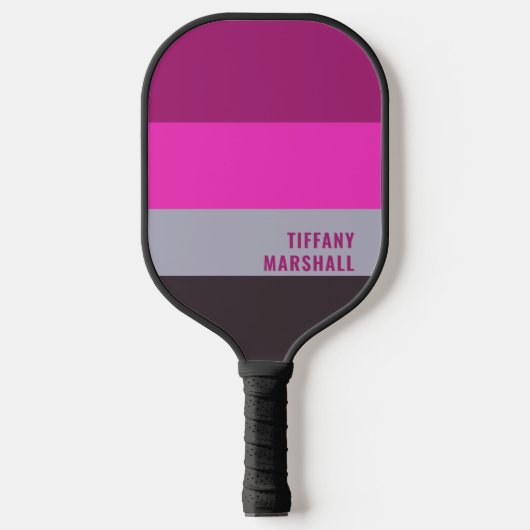 Roze grijs en donker gedempt Paarse streepjespatro Pickleball Paddle (Voorkant)