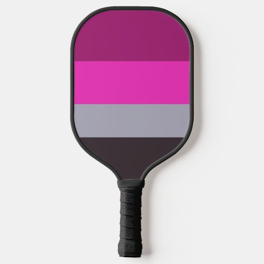 Roze grijs en donker gedempt Paarse streepjespatro Pickleball Paddle (Achterkant)