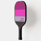 Roze grijs en donker gedempt Paarse streepjespatro Pickleball Paddle (Links)
