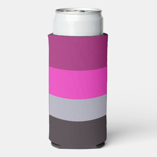 Roze grijs en donker gedempt Paarse streepjespatro Seltzer Blikjeskoeler (Seltzer Achterkant)