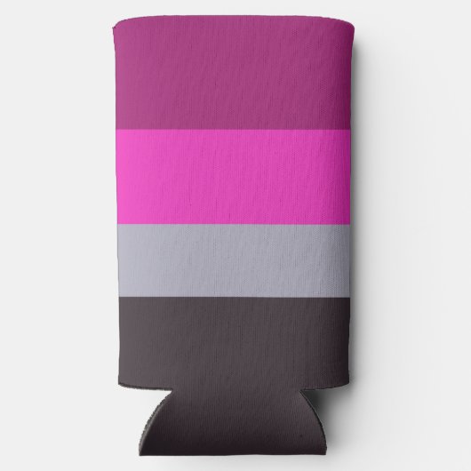 Roze grijs en donker gedempt Paarse streepjespatro Seltzer Blikjeskoeler (Achterkant)
