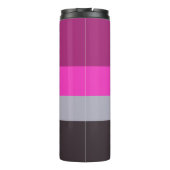 Roze grijs en donker gedempt Paarse streepjespatro Thermosbeker (Achterkant)