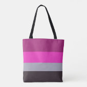 Roze grijs en donker gedempt Paarse streepjespatro Tote Bag (Achterkant)