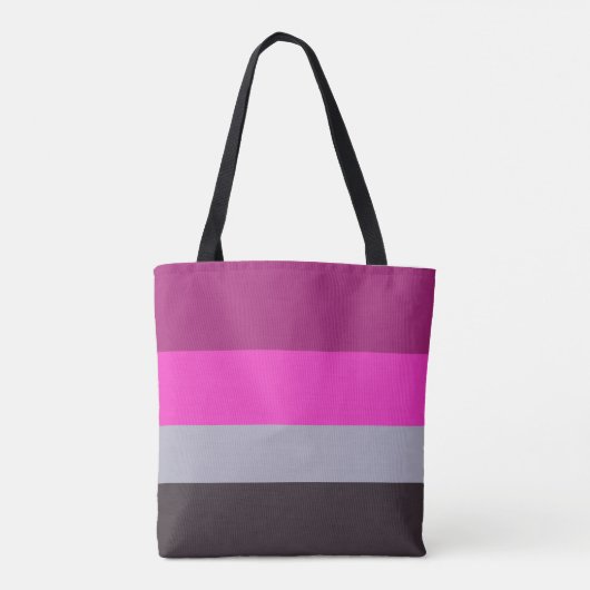 Roze grijs en donker gedempt Paarse streepjespatro Tote Bag (Achterkant)